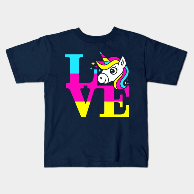 Cute Kawaii Unicorn Rainbow Love Unicorn Gift For Kids Kids T-Shirt by Keira's Art